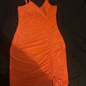 Forever 21 Vibrant Orange Ruched Mini Dress